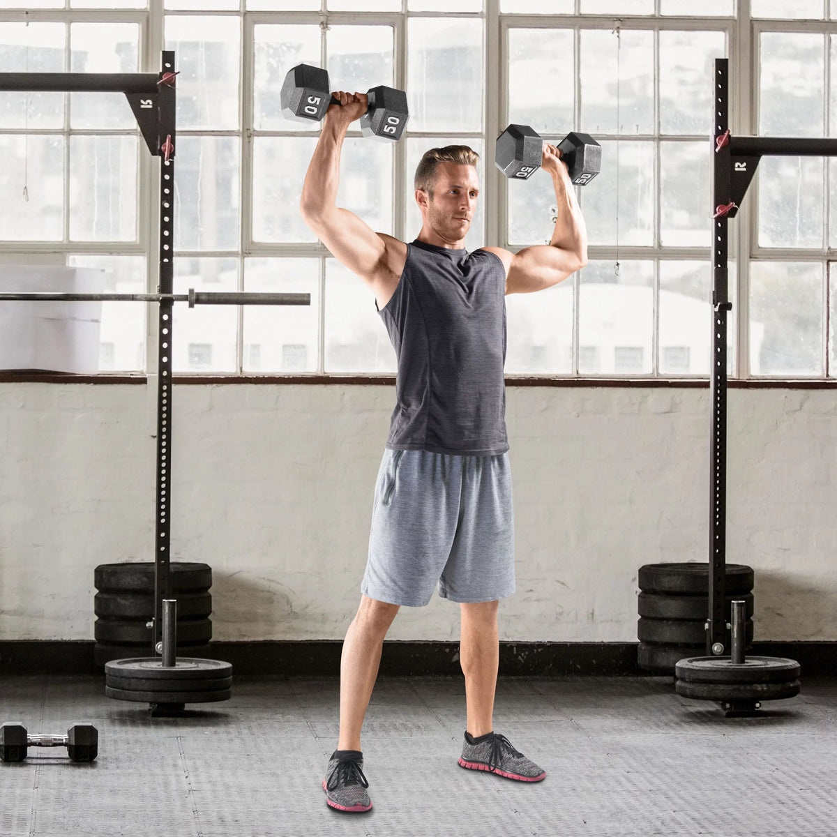 85lb Cast Iron Hex Dumbbell, Single