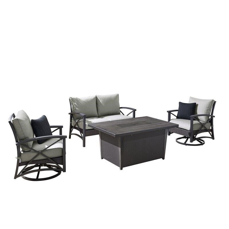 Metal 4-Person Seating Group with Cushions