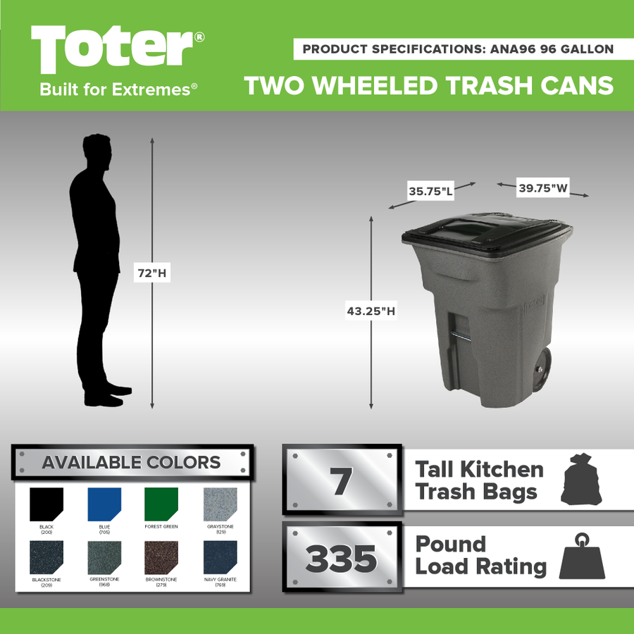 96-Gallon Wheeled Trash Can with Lid