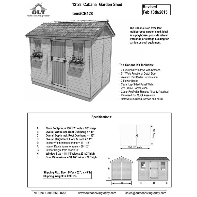 12-Ft. x 8-Ft. Wood Storage Shed