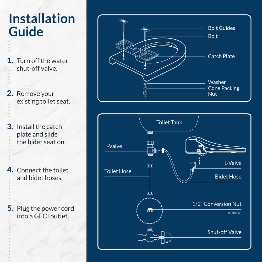 Luxury Electric Bidet Seat for Elongated Toilets - Model USPA6800-E