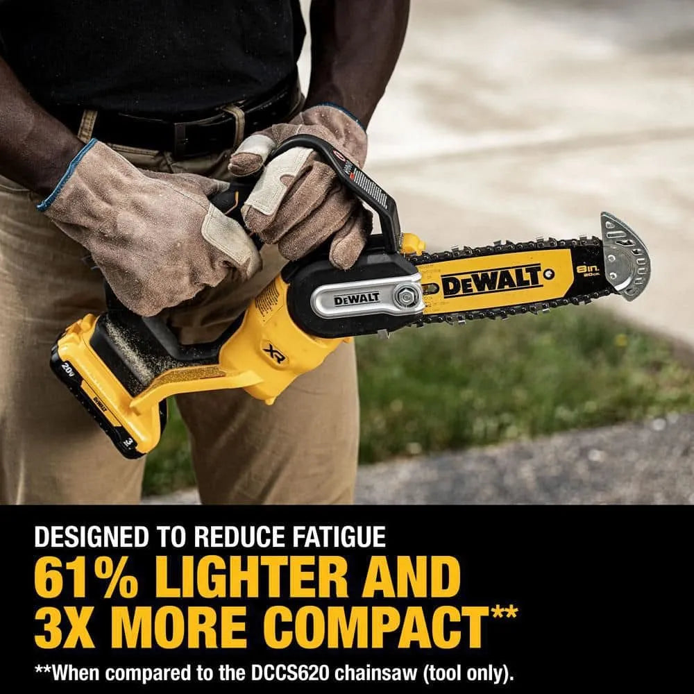 8-Inch 20V Cordless Pruning Chainsaw Kit with 3Ah Battery and Charger - DCCS623L1