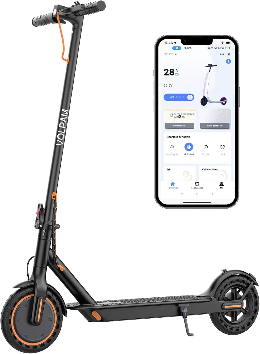 350W/500W Electric Scooter with Solid Tires and Dual Braking