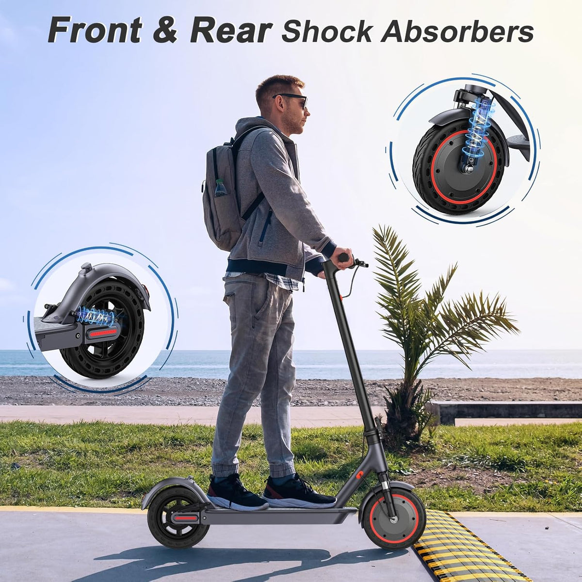 350W/500W Electric Scooter with Solid Tires and Dual Braking