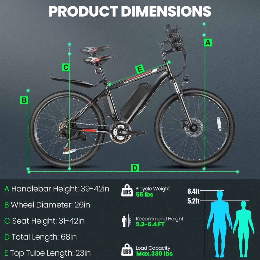 500W 26-Inch Electric Bicycle for Adults with Cruise Control