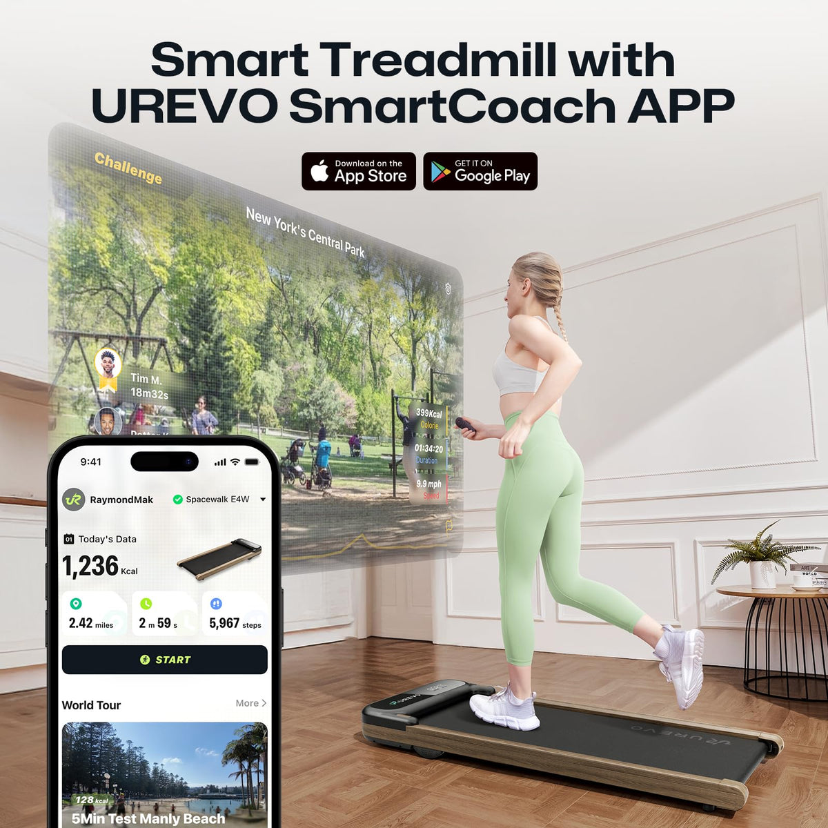 Smart Walking Pad Compact Under-Desk Treadmill