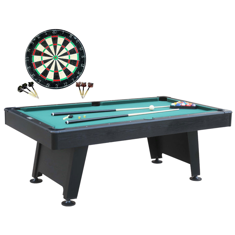 84-Inch Arcade Pool Table with Dartboard Set - Green